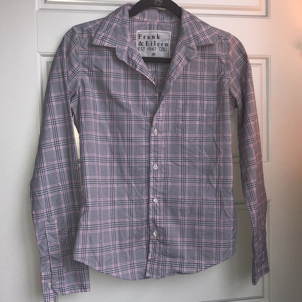 Frank & Eileen pink/gray plaid button down